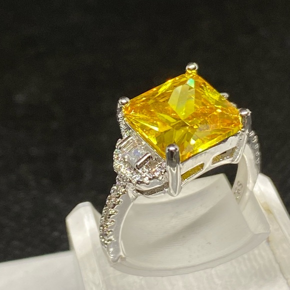 Citrine & White Sapphire Sterling Silver Ring - Picture 9 of 11